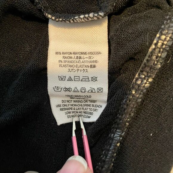 Free People Scoop Neck Top Black Shirred Jersey Long Sleeve S - Picture 8 of 9